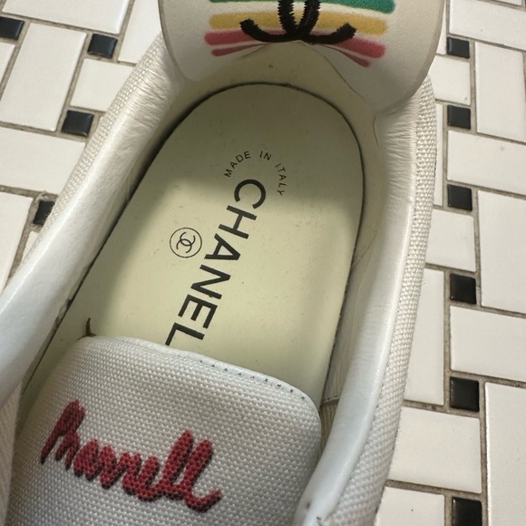 SOLD OUT 
Chanel Artistic White Sneakers with Red and Blue Accents - Picture 7 of 15